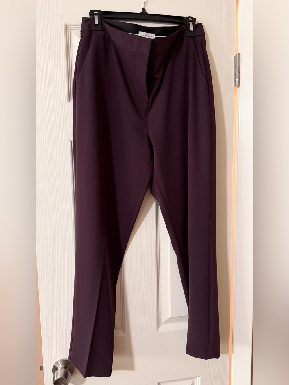 Topshop Skinny Tailored Pants in Plum